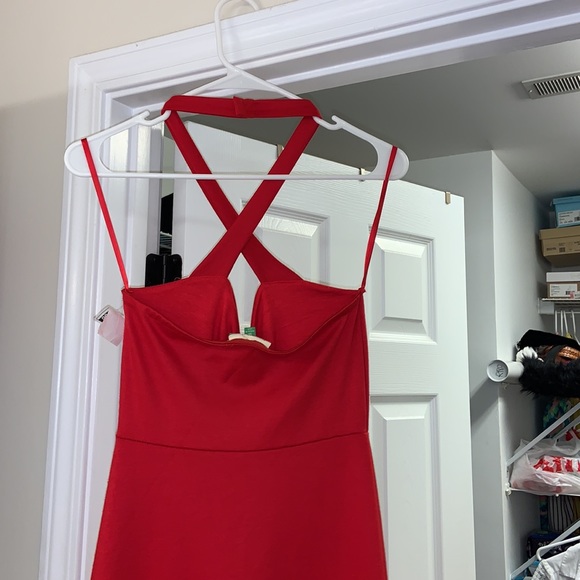 Fevour Red Dress with Peplum Bottom - Picture 9 of 13